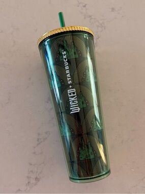 Starbucks Green Metallic Wicked Collaboration Tumbler with Gold Lid